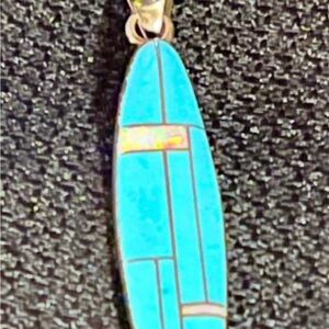 Sterling silver Southwestern Native American Turquoise Pendant Necklace